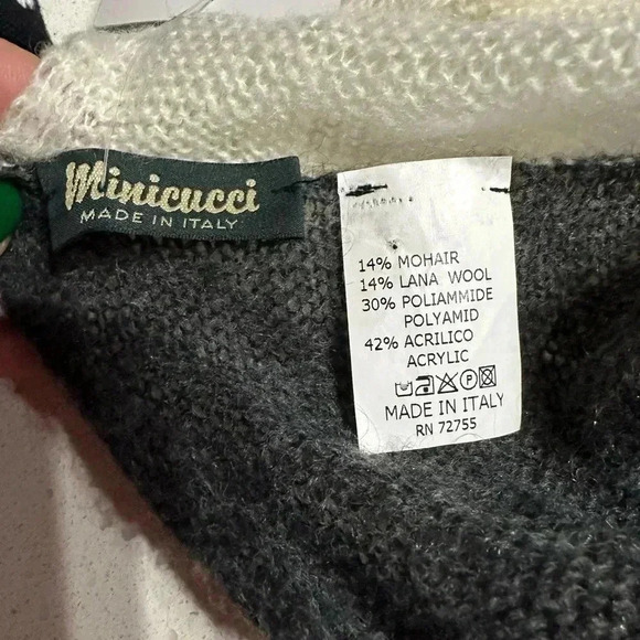 Minicucci infinity scarf mohair and wool blend gray and ivory - Picture 7 of 10